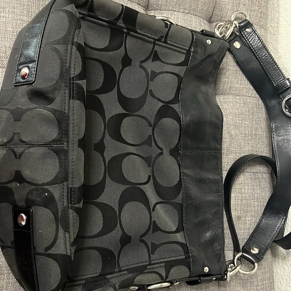 Black cloth and leather coach purse - Picture 2 of 3